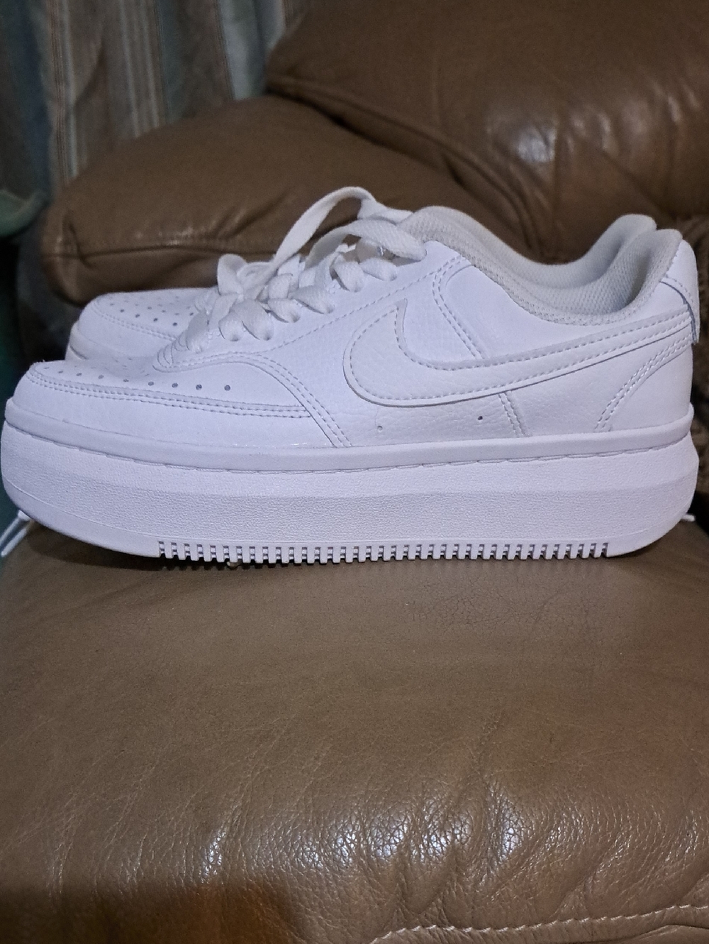 Nike Court Vision Alta White Platform Sneakers with Elevated Sole